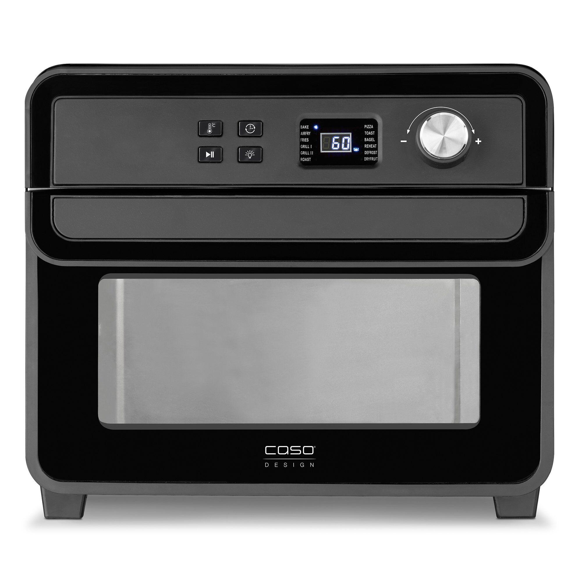 Svart og stålfarget Caso Airfry Chef 1700 airfryer-ovn
