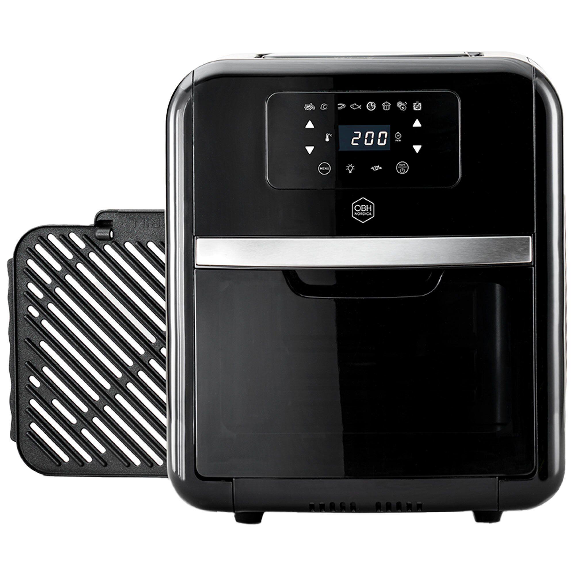 Svart OBH Nordica Easy Fry airfryer-ovn med glassdør