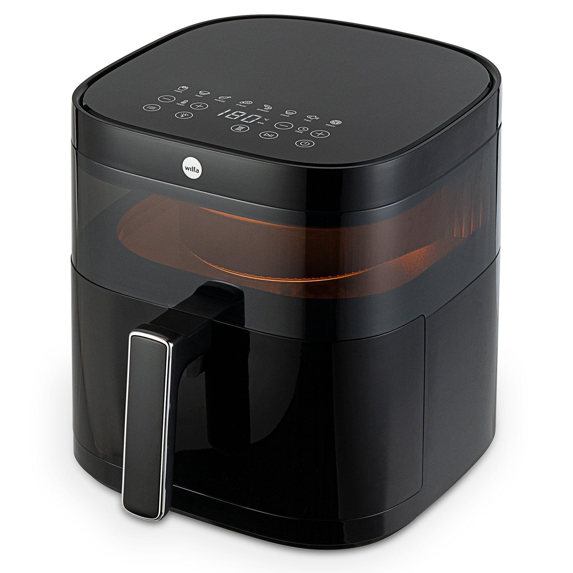 Svart Wilfa Dual Heating airfryer med vindu i front